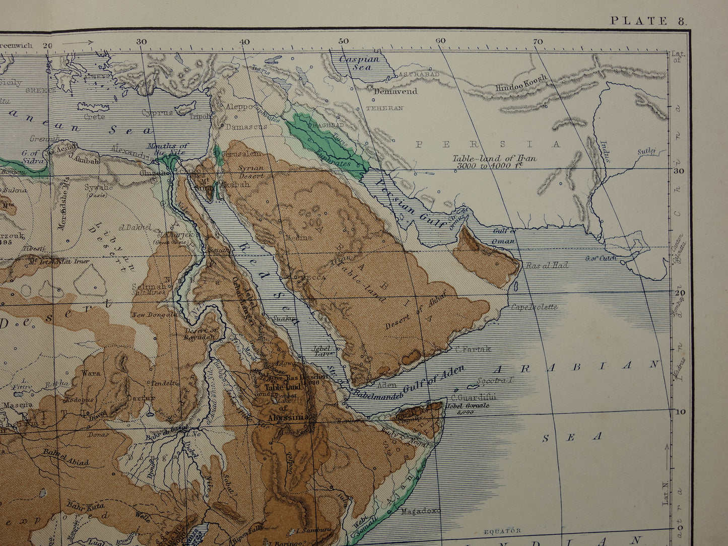 AFRIKA antieke kaart van Afrika 140+ jaar oude landkaart van continent uit 1879 - originele vintage hoogtekaart