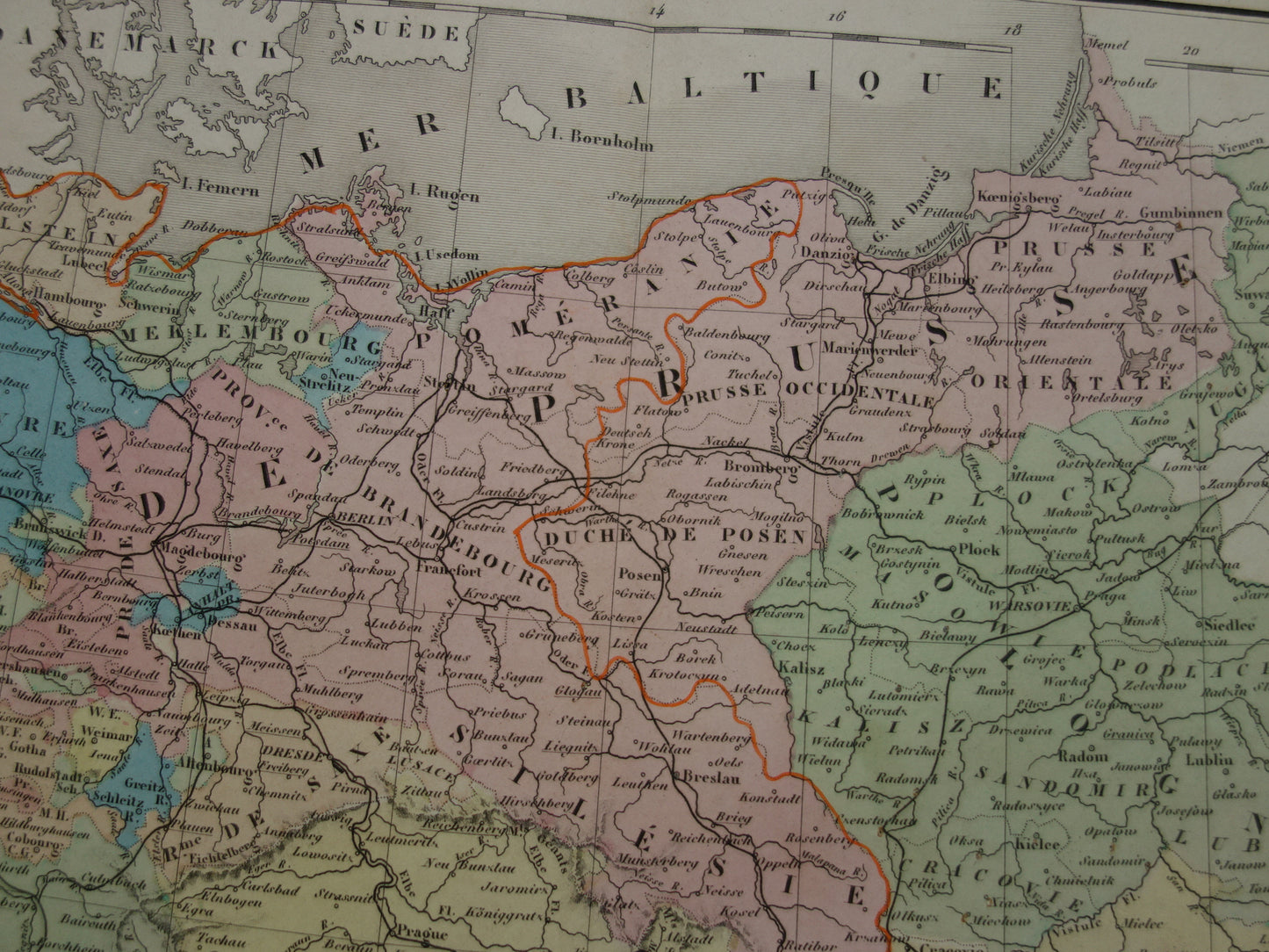 DUITSLAND Antieke landkaart van Duitse Bond Pruisen Polen Originele 165+ jaar oude kaart Duitse Confederatie