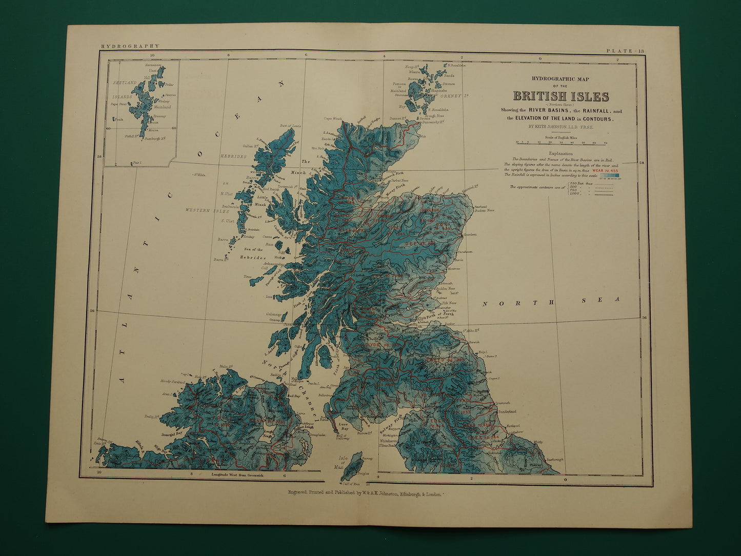 Hydrographic map of the British Isles Johnston