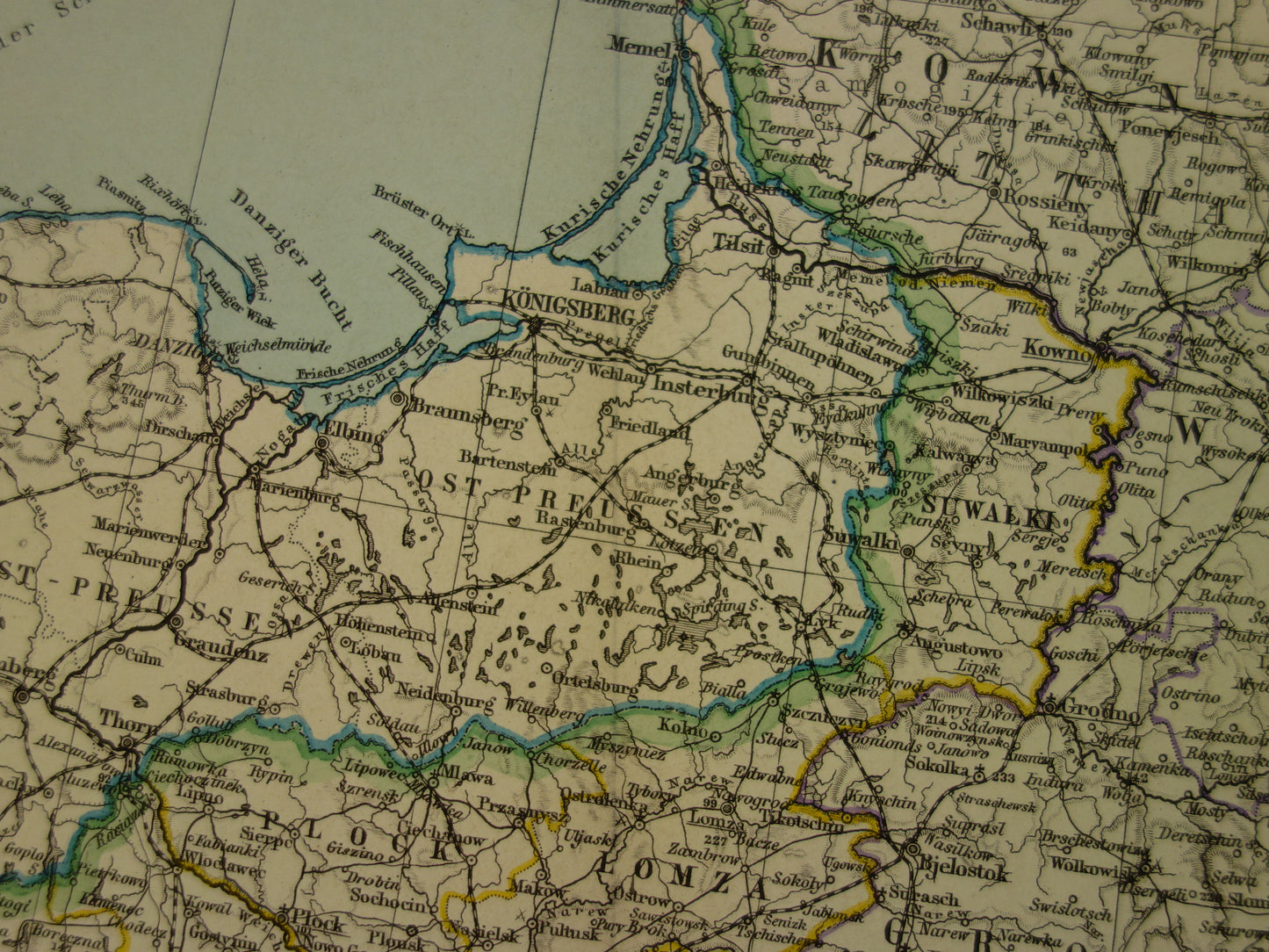 OOSTZEE oude kaart van Baltische Staten Polen in 1886 originele antieke landkaart Estland Letland Litouwen vintage poster