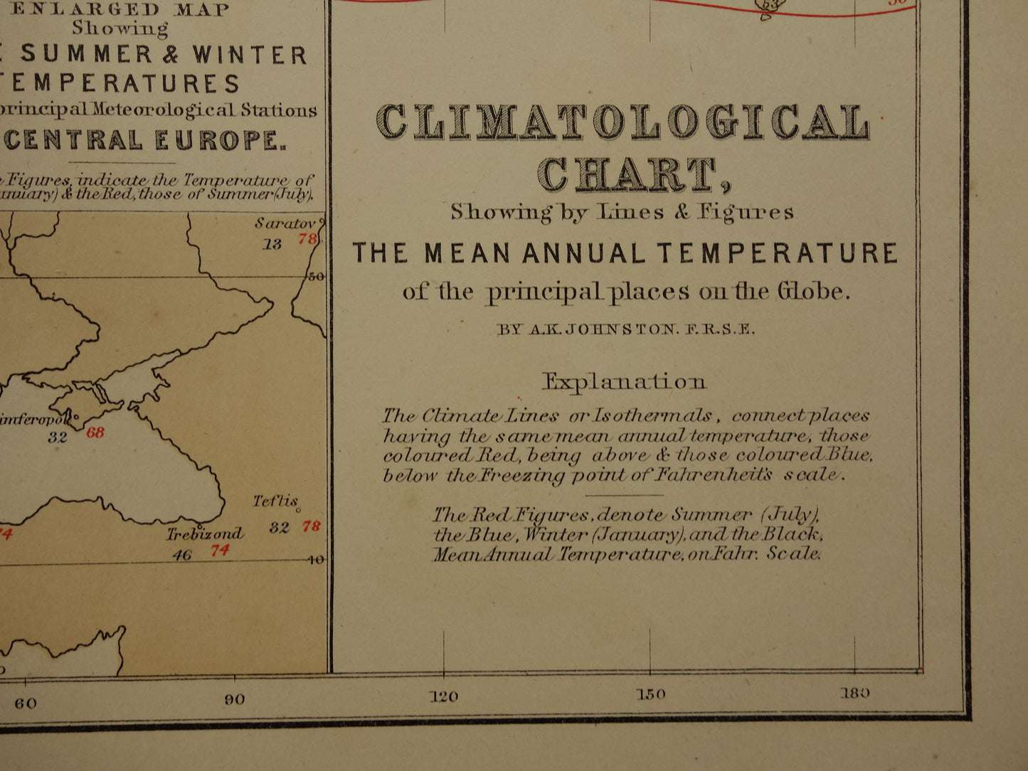16 Climatological chart showing by lines and figures the mean annual temperature