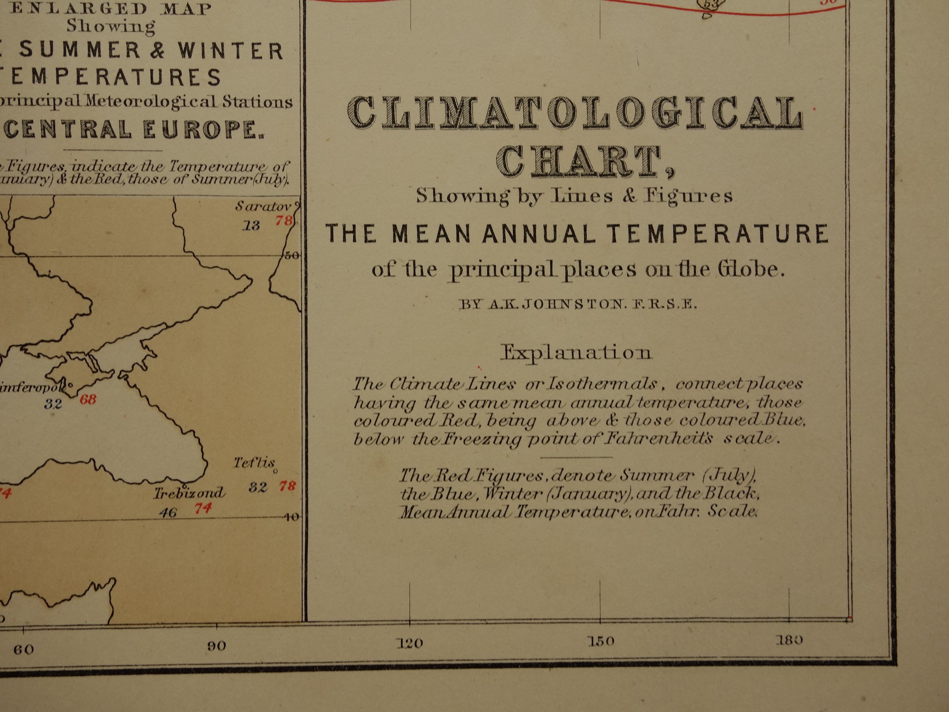 16 Climatological chart showing by lines and figures the mean annual temperature