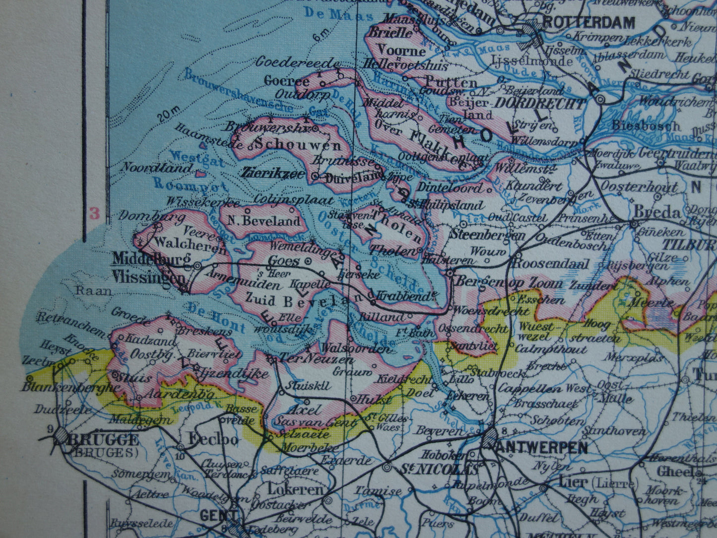 NEDERLAND oude gedetailleerde kaart van Nederland uit 1928 originele vintage landkaart