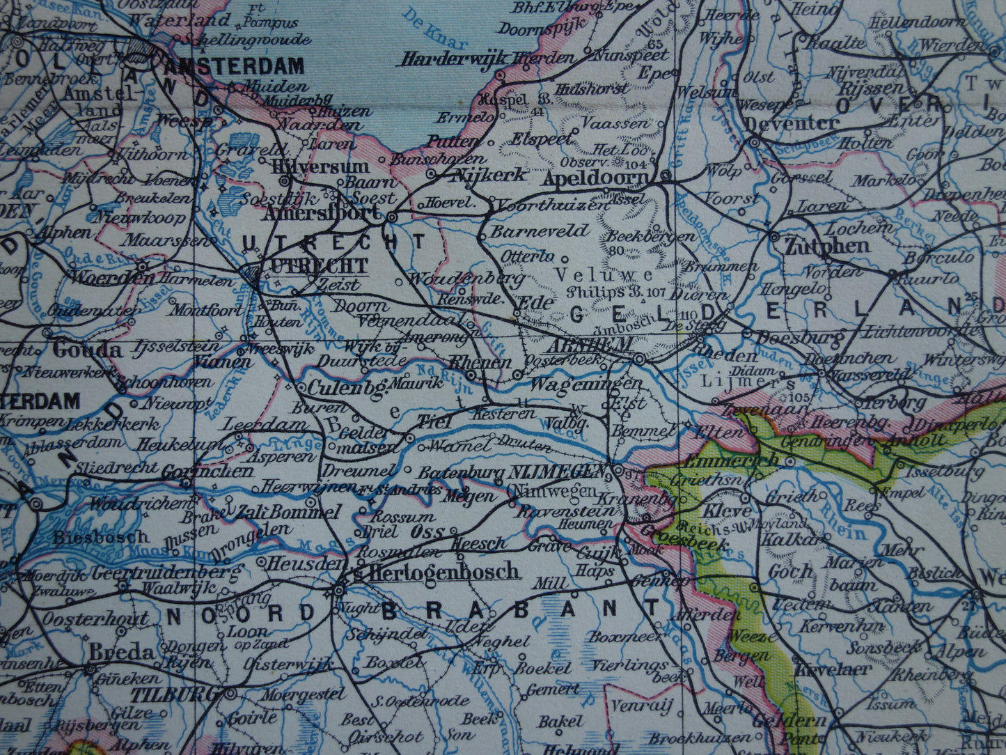 NEDERLAND oude gedetailleerde kaart van Nederland uit 1928 originele vintage landkaart