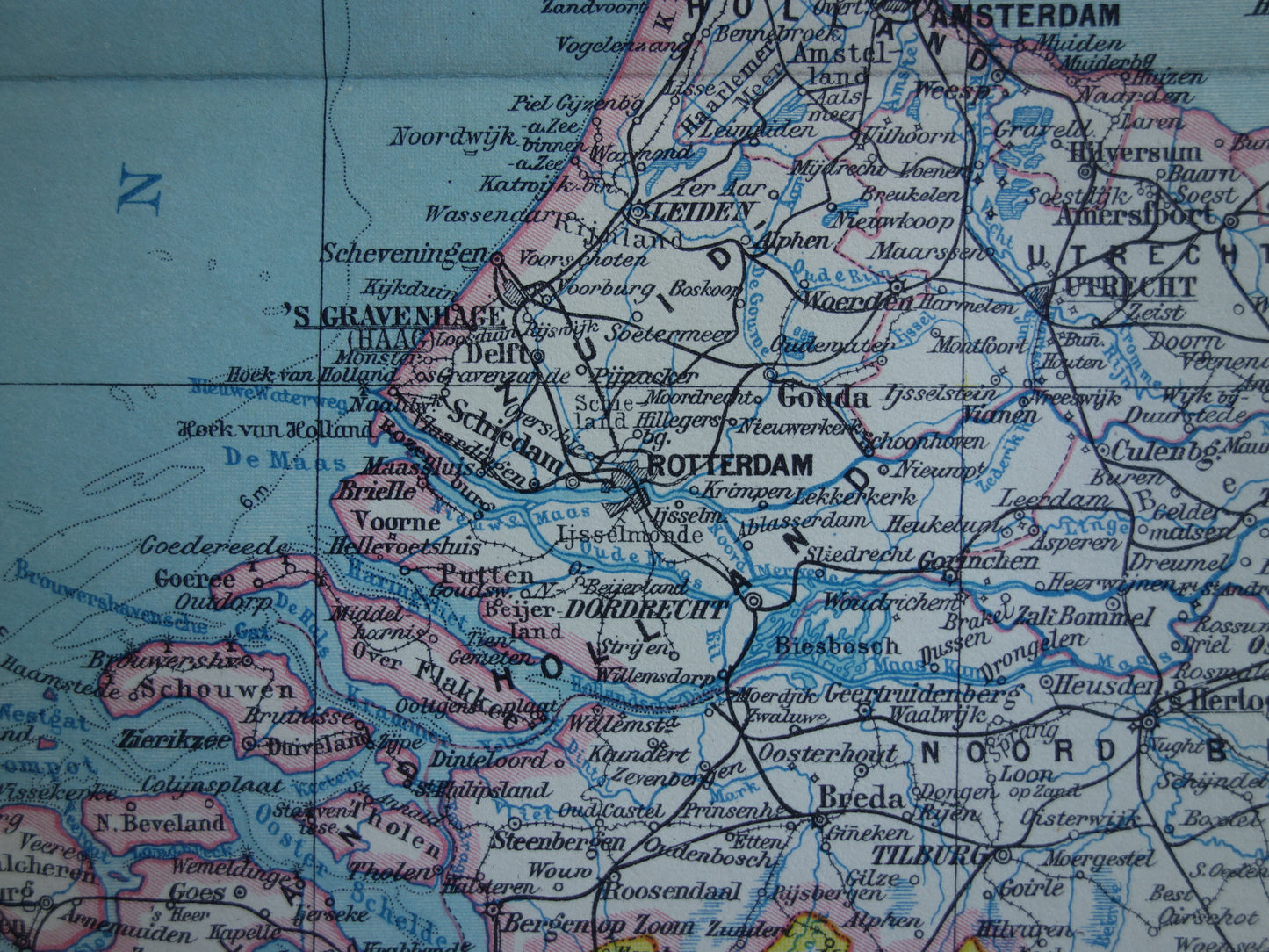 NEDERLAND oude gedetailleerde kaart van Nederland uit 1928 originele vintage landkaart