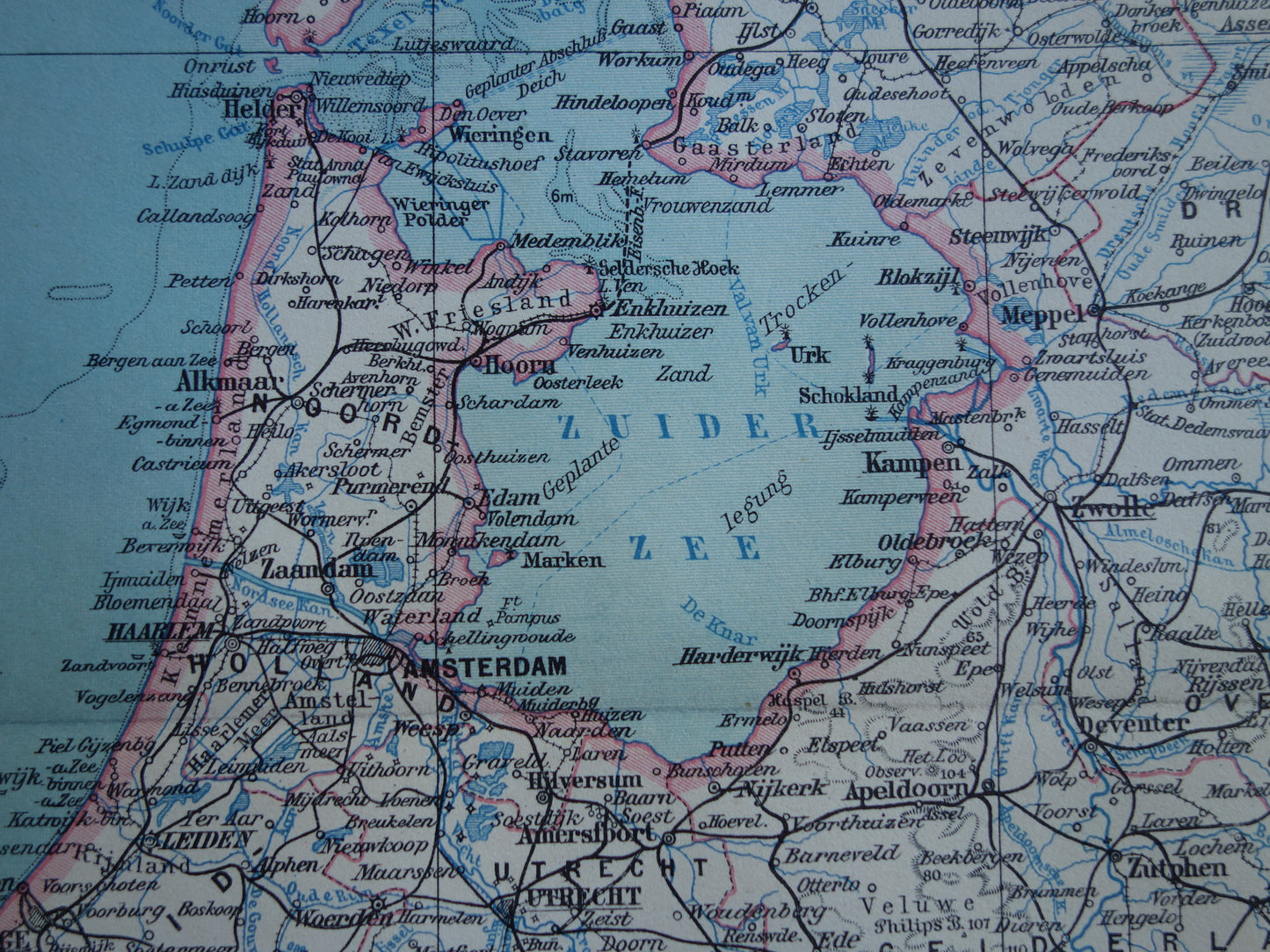 NEDERLAND oude gedetailleerde kaart van Nederland uit 1928 originele vintage landkaart