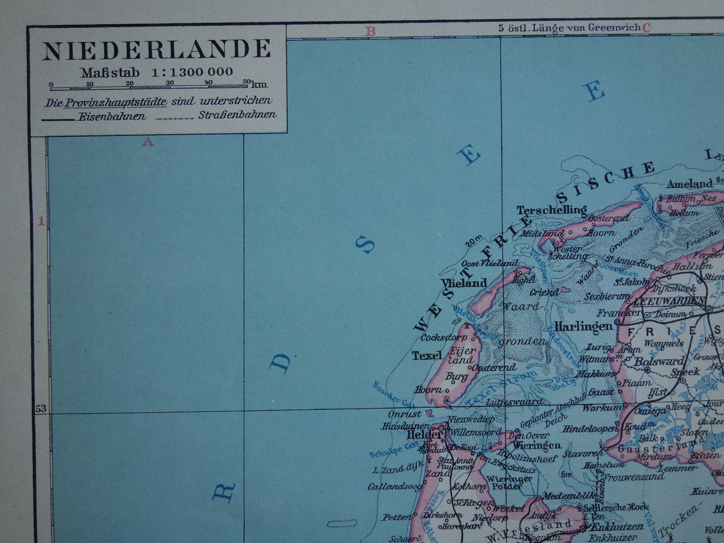 NEDERLAND oude gedetailleerde kaart van Nederland uit 1928 originele vintage landkaart