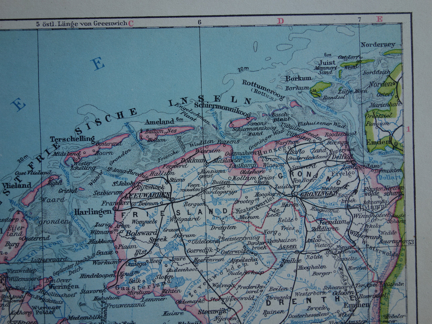 NEDERLAND oude gedetailleerde kaart van Nederland uit 1928 originele vintage landkaart