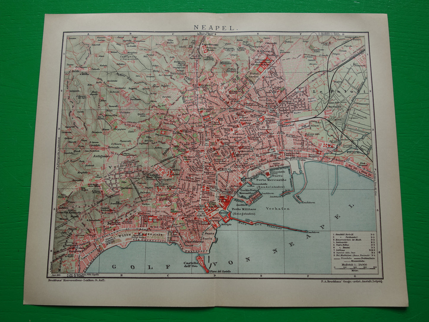 NAPELS antieke plattegrond 115+ jaar oude kaart van Napoli Italië uit 1905 - originele vintage historische kaarten