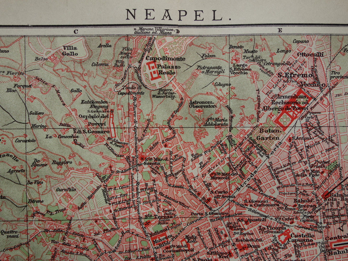 NAPELS antieke plattegrond 115+ jaar oude kaart van Napoli Italië uit 1905 - originele vintage historische kaarten