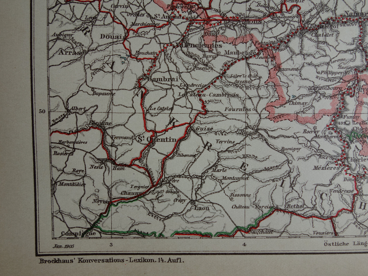 Oude kaart van waterwegen in NEDERLAND en BELGIË uit 1905 originele antieke landkaart Scheepvaart Kanalen Rivieren Maritieme kaarten