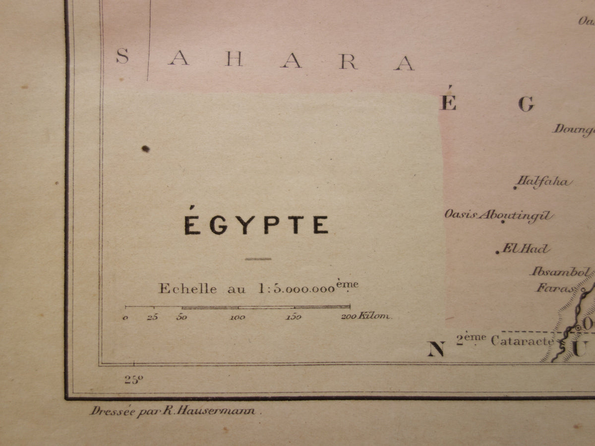 ÄGYPTEN Antike Karte von Ägypten aus dem Jahr 1896 Alte französische handkolorierte Karte