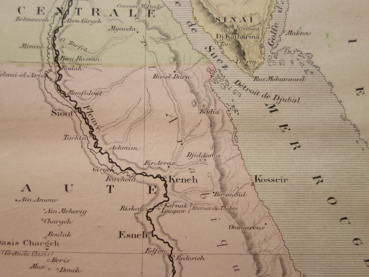 ÄGYPTEN Antike Karte von Ägypten aus dem Jahr 1896 Alte französische handkolorierte Karte