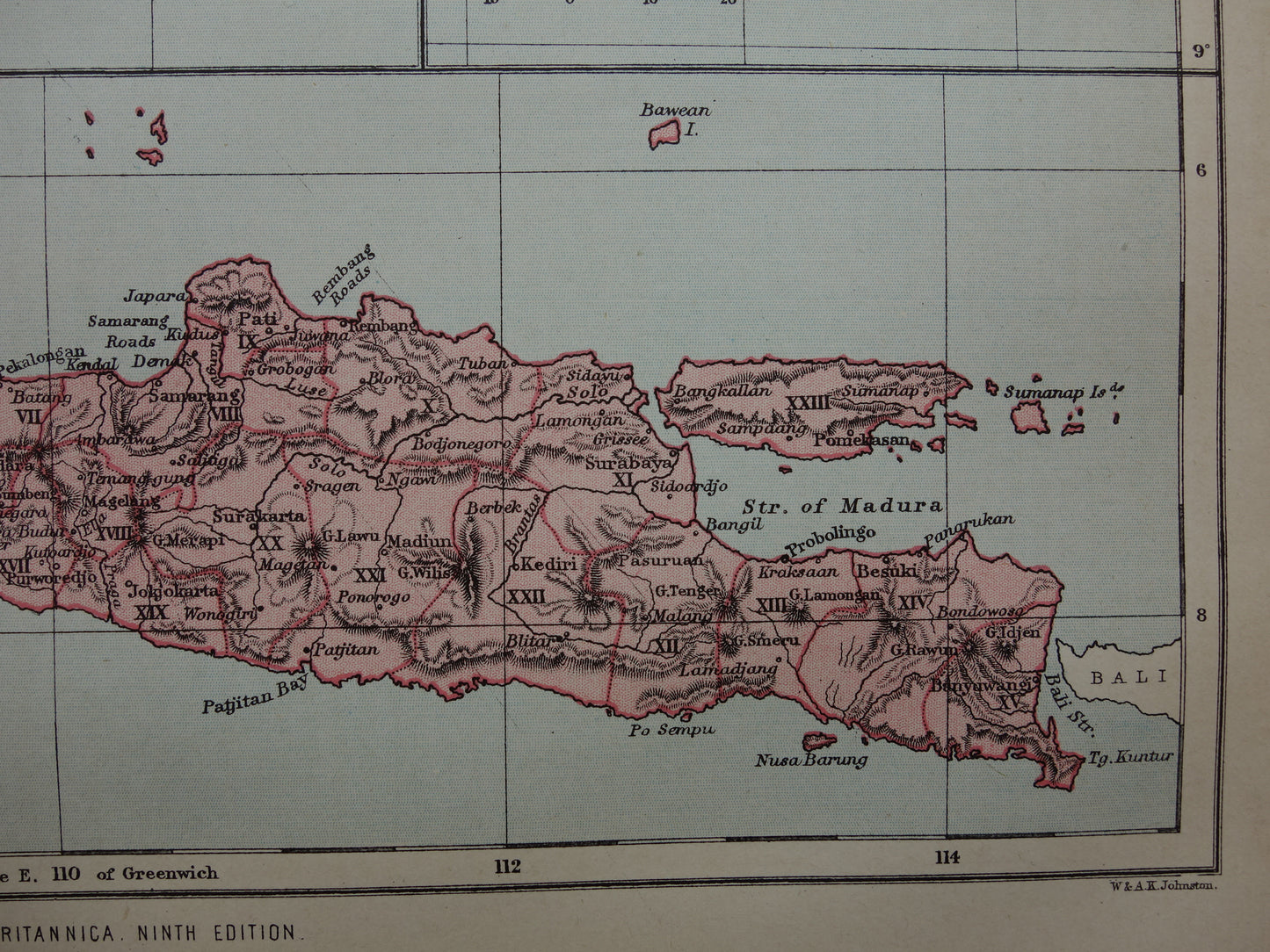 Oude landkaart van Jamaica Java en Bali originele antieke Engelse kaart uit 1880 vintage kaarten