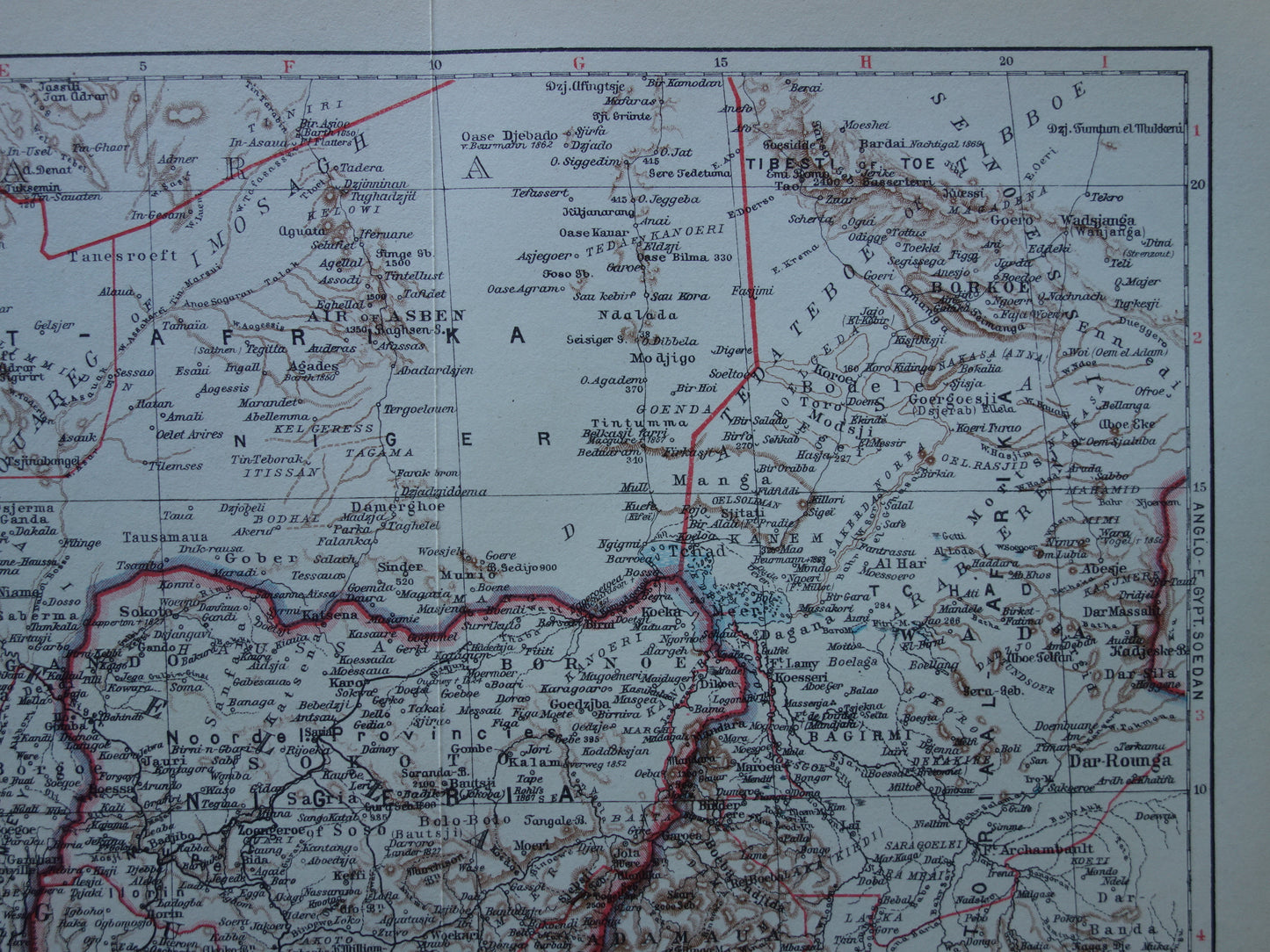 West-Afrika Oude kaart van Nigeria Ghana Ivoorkust 90+ jaar oude Nederlandse landkaart vintage kaarten