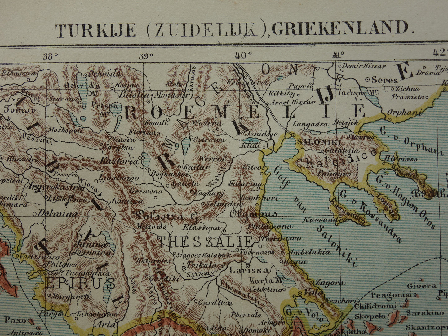 GRIEKENLAND oude landkaart originele antieke Kuyper kaart uit 1882 vintage kaarten Griekenland