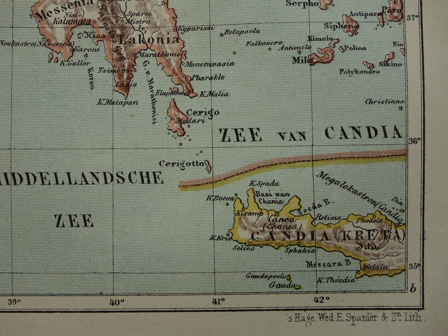 GRIEKENLAND oude landkaart originele antieke Kuyper kaart uit 1882 vintage kaarten Griekenland