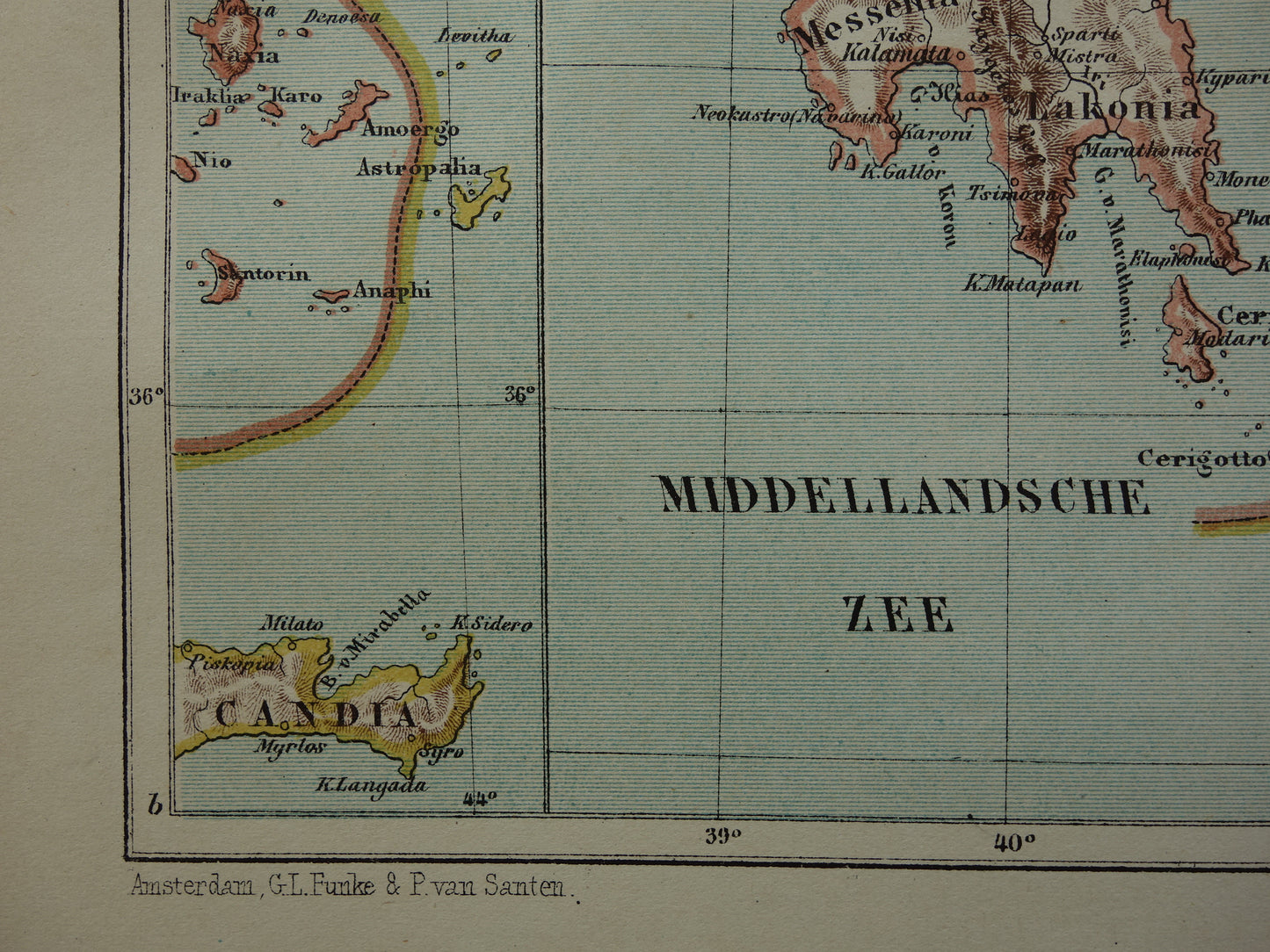 GRIEKENLAND oude landkaart originele antieke Kuyper kaart uit 1882 vintage kaarten Griekenland