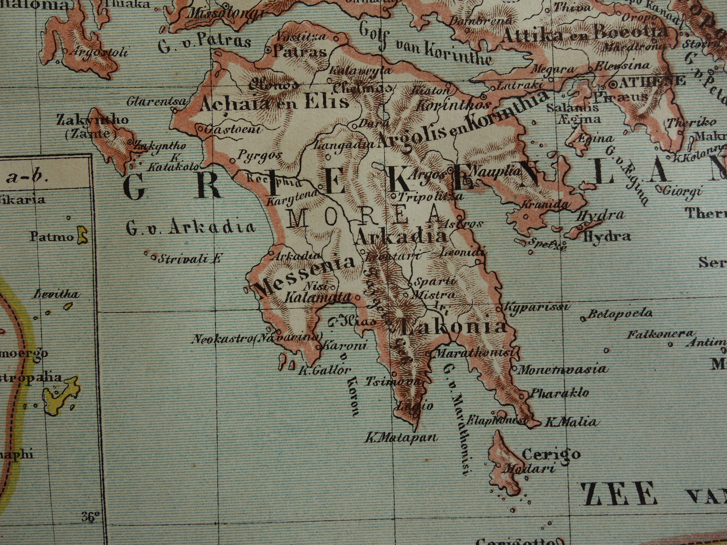 GRIEKENLAND oude landkaart originele antieke Kuyper kaart uit 1882 vintage kaarten Griekenland