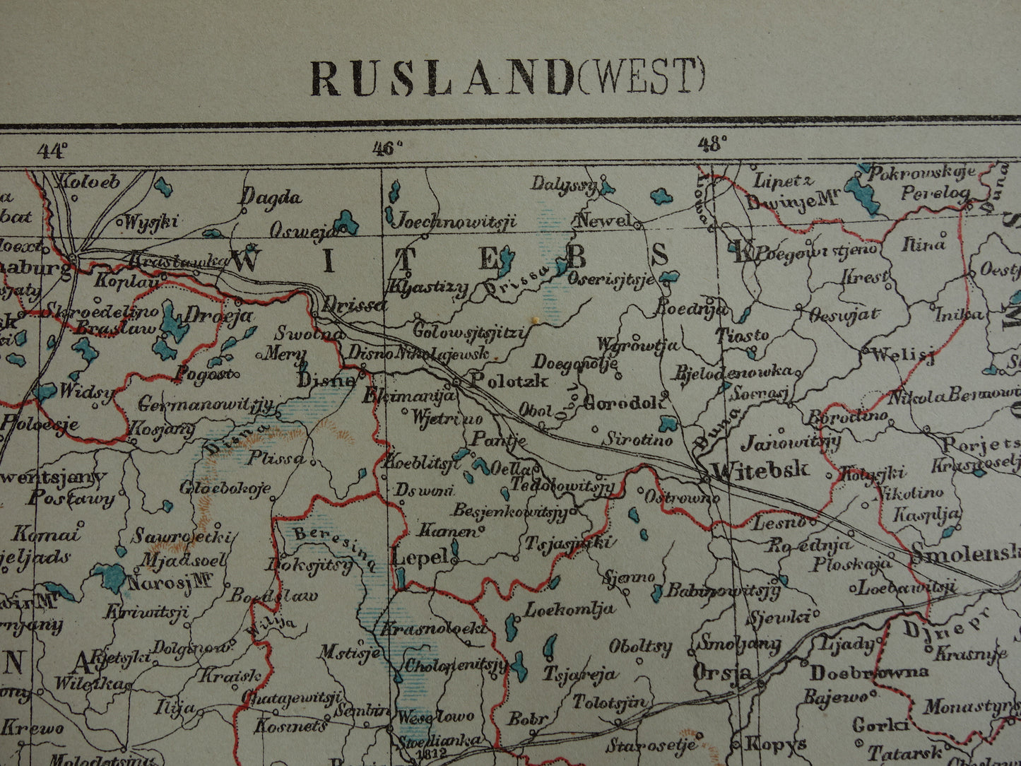 WIT-RUSLAND oude landkaart Rusland Oekraïne originele antieke Kuyper kaart uit 1882 vintage kaarten Minsk Kiev Smolensk