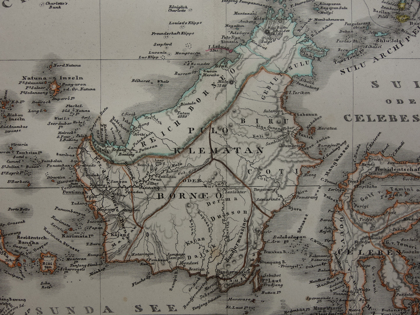 INDONESIË antieke kaart van Indonesië Filipijnen Zuidoost-Azië 1876 Mooie originele oude landkaart van Batavia Atjeh Java