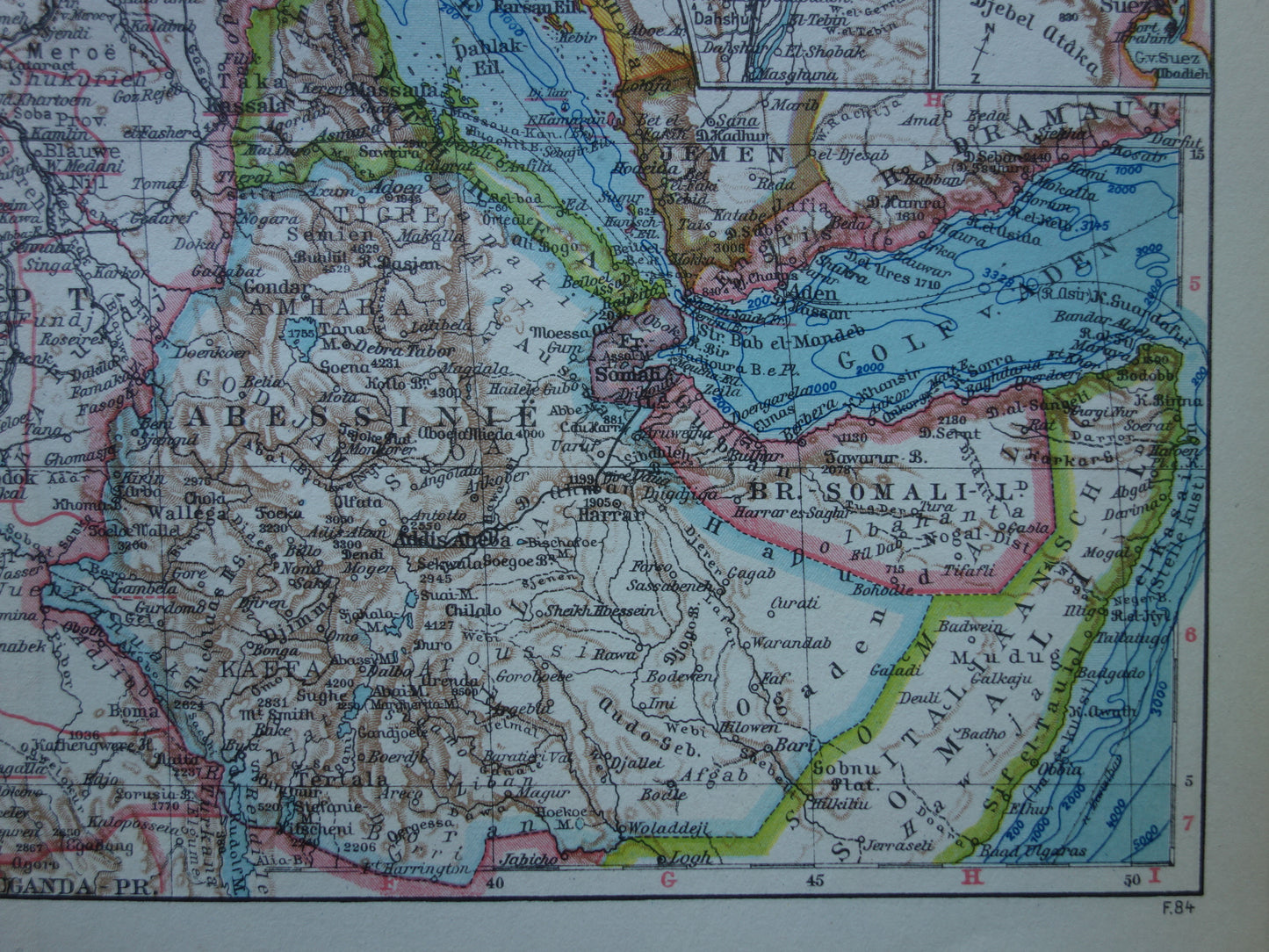 EGYPTE vintage Nederlandse kaart van Noordoost-Afrika uit 1932 met Suezkanaal Caïro Nijldelta landkaart - originele oude kaarten
