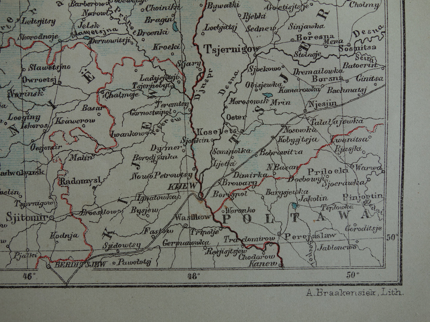 WIT-RUSLAND oude landkaart Rusland Oekraïne originele antieke Kuyper kaart uit 1882 vintage kaarten Minsk Kiev Smolensk