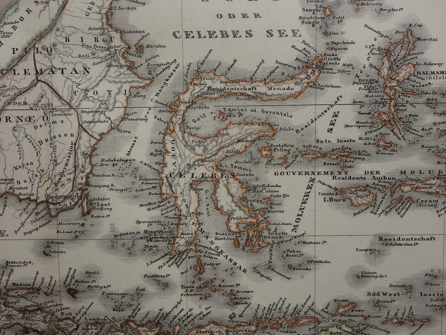 INDONESIË antieke kaart van Indonesië Filipijnen Zuidoost-Azië 1876 Mooie originele oude landkaart van Batavia Atjeh Java