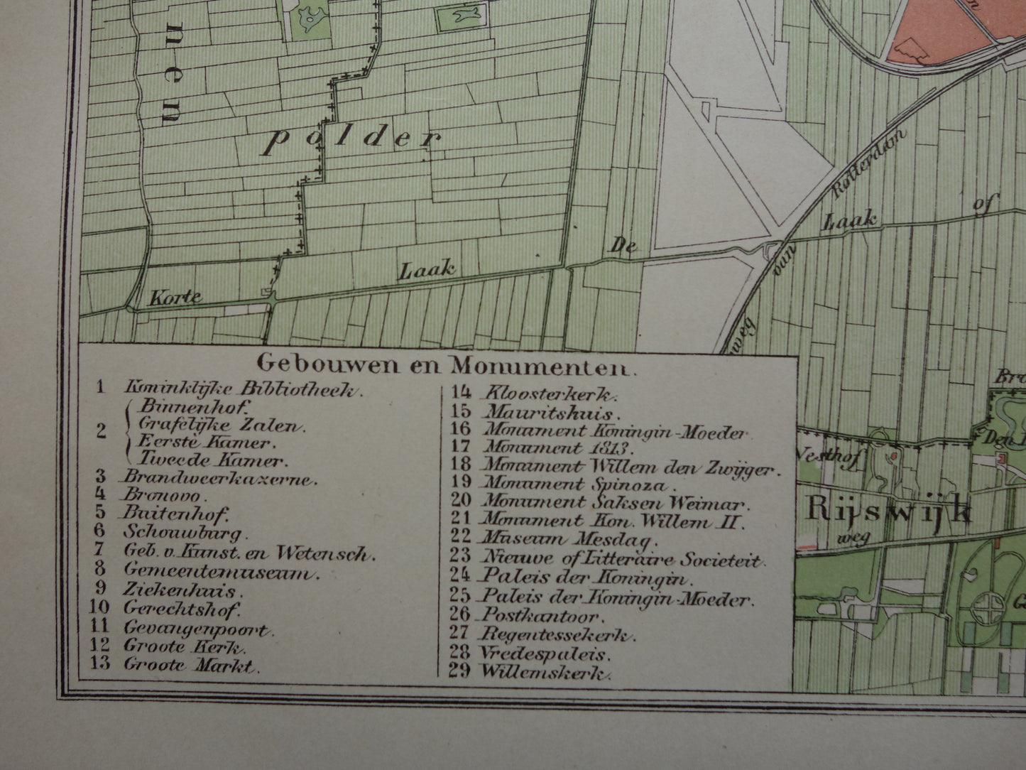 DEN HAAG oude kaart van 's Gravenhage en Scheveningen uit 1908 originele antieke plattegrond vintage landkaart