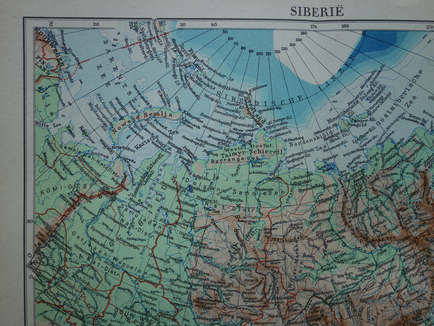 SIBERIA old map of Siberia Dutch vintage map from 1937 Asian Russia