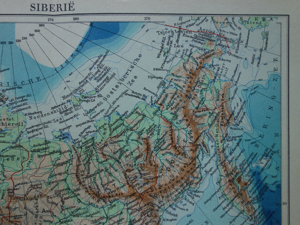 SIBERIA old map of Siberia Dutch vintage map from 1937 Asian Russia
