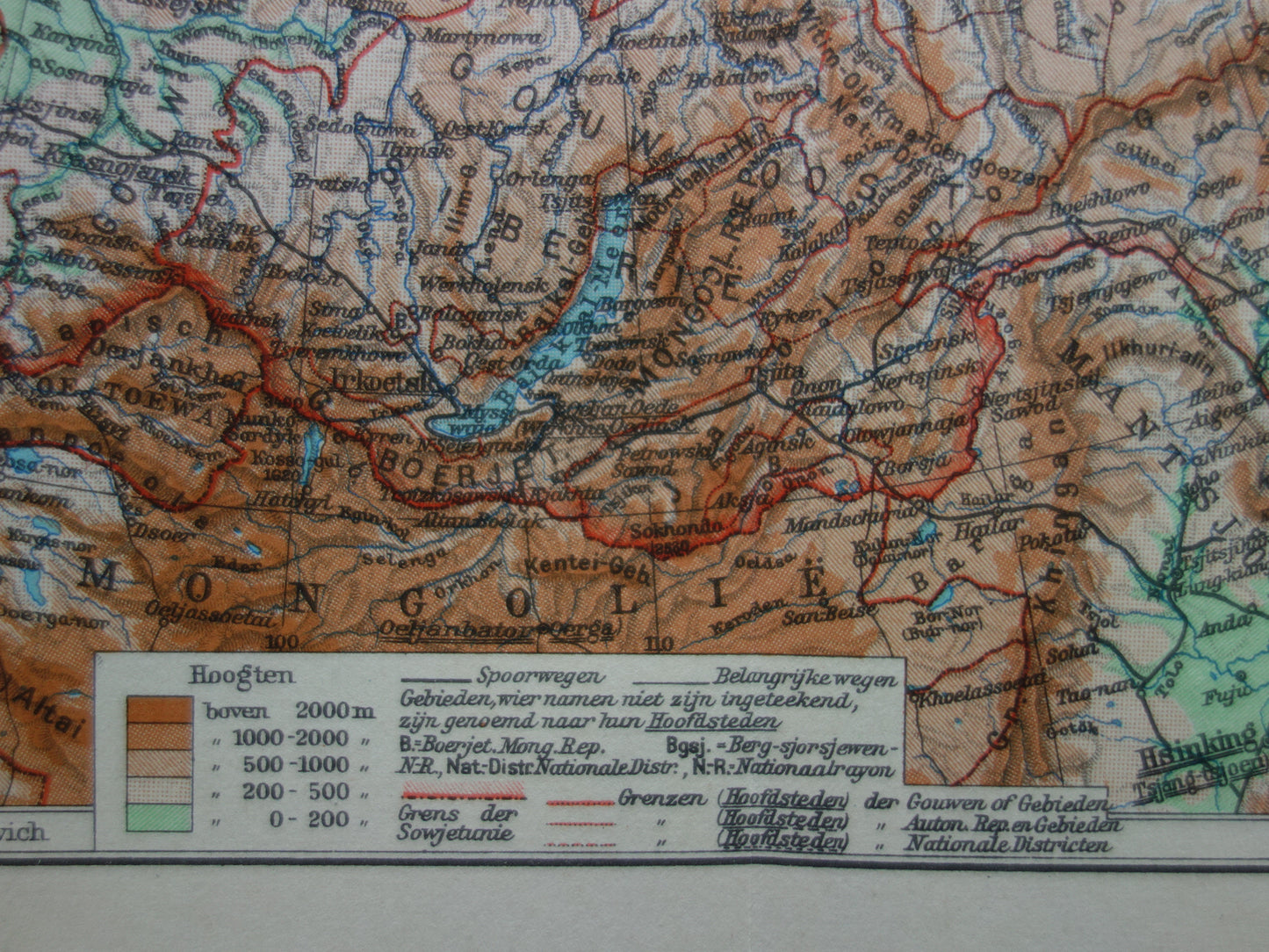 SIBERIA old map of Siberia Dutch vintage map from 1937 Asian Russia