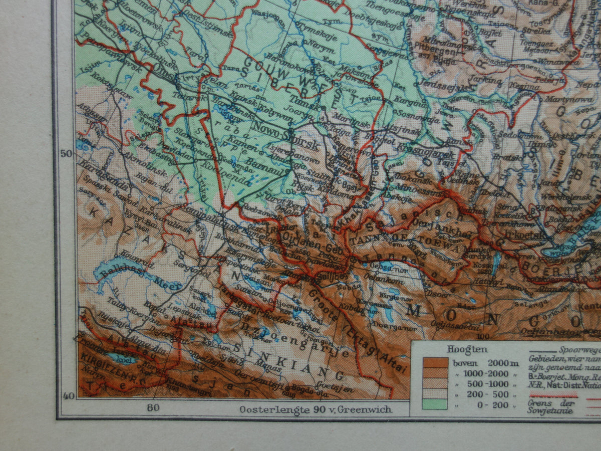 SIBERIA old map of Siberia Dutch vintage map from 1937 Asian Russia