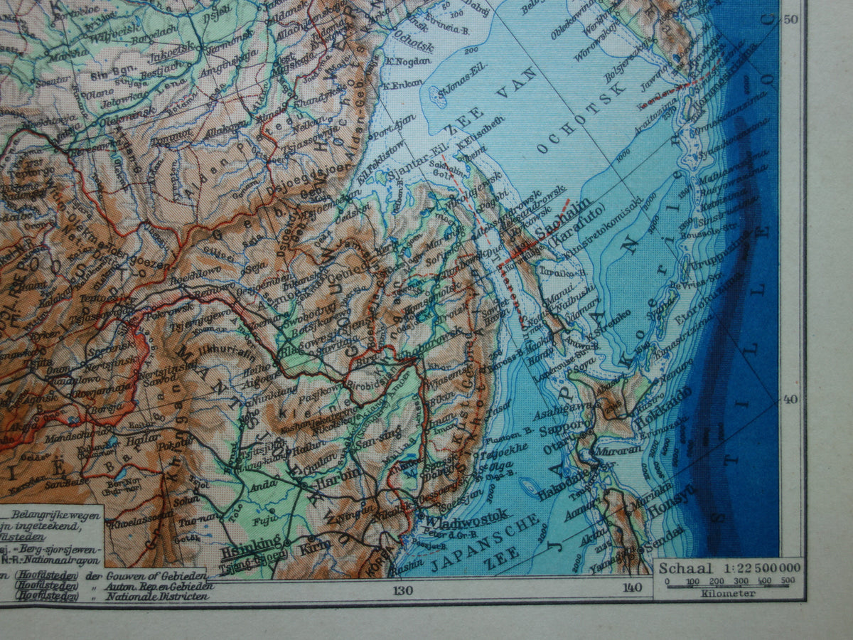 SIBERIA old map of Siberia Dutch vintage map from 1937 Asian Russia