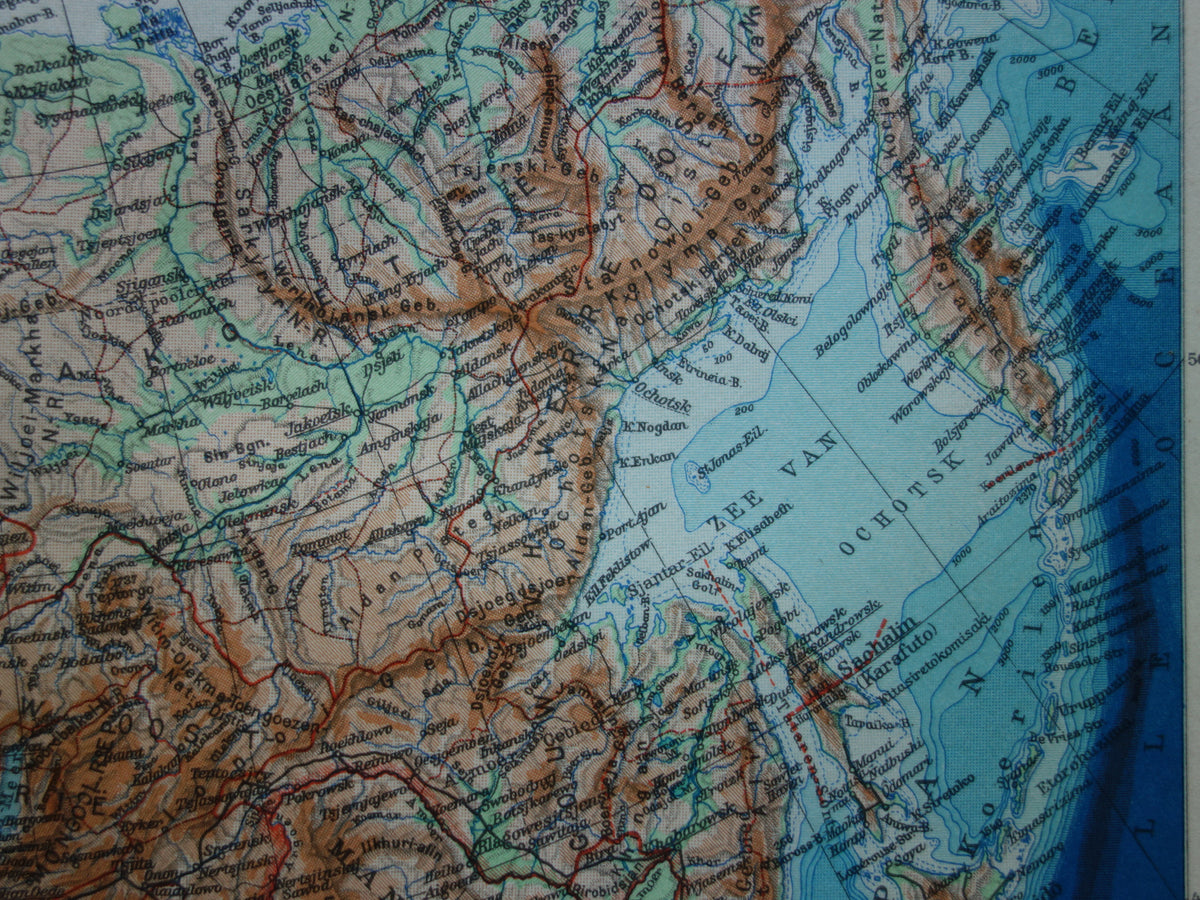 SIBERIA old map of Siberia Dutch vintage map from 1937 Asian Russia