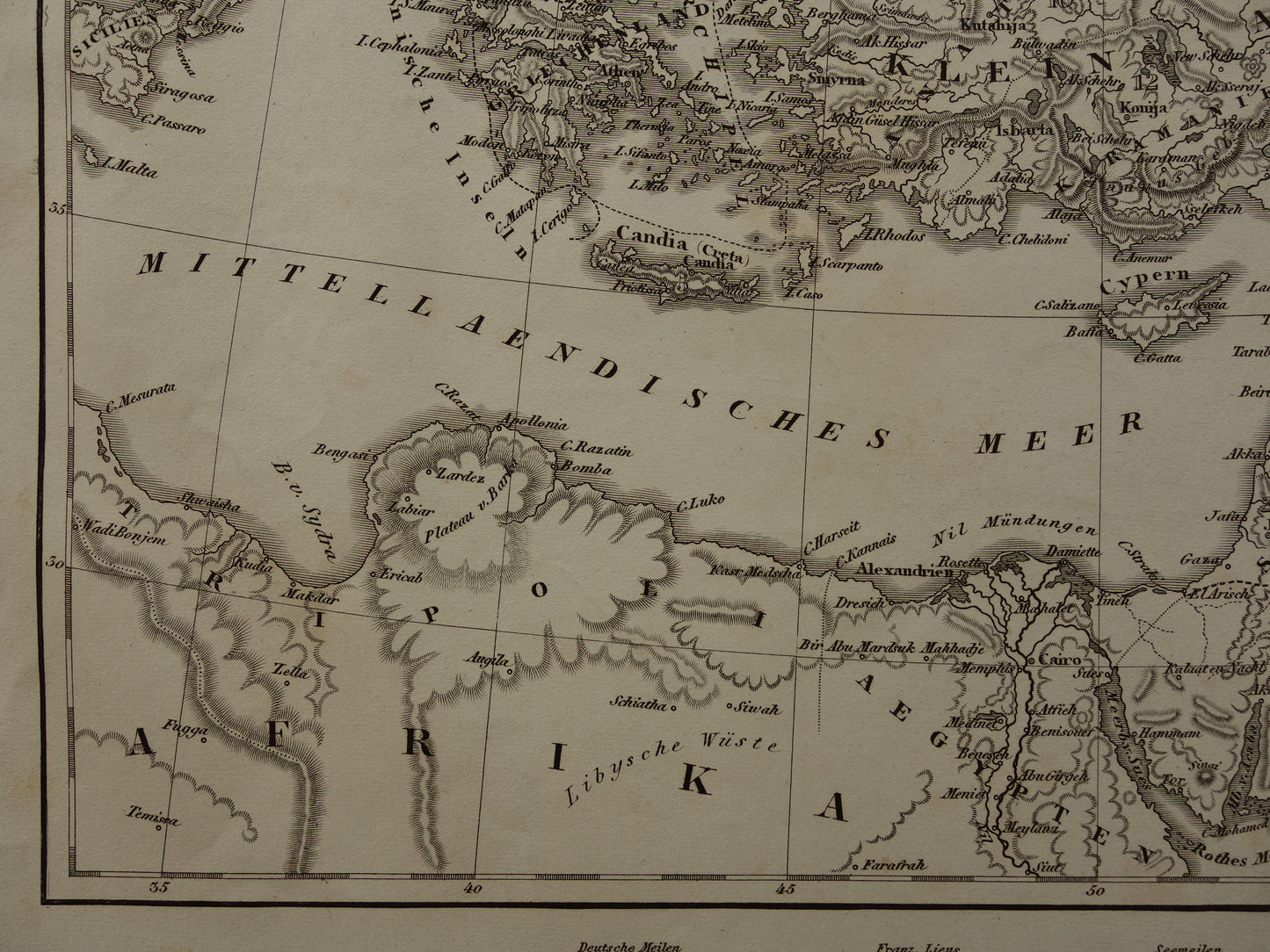 OSMAANSE RIJK Oude landkaart van Turkije uit 1849 historische kaart Ottomaanse Rijk z/w