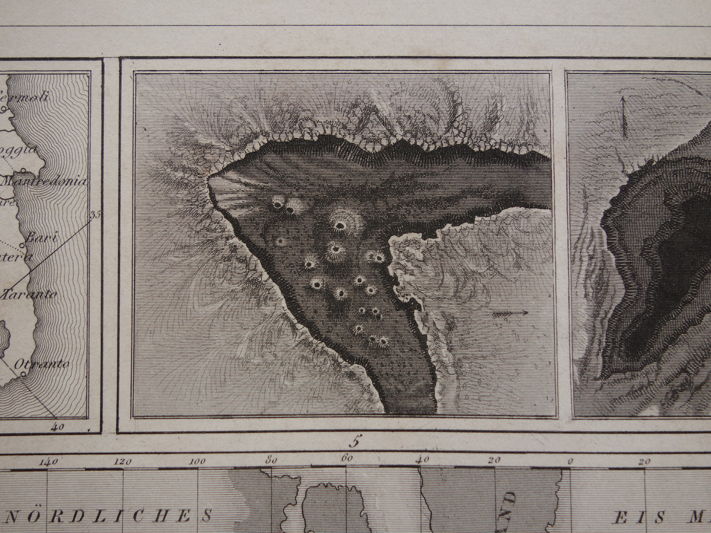 Antique WORLD MAP old map of the World from 1849 about volcanoes seismology mountain tops mountains