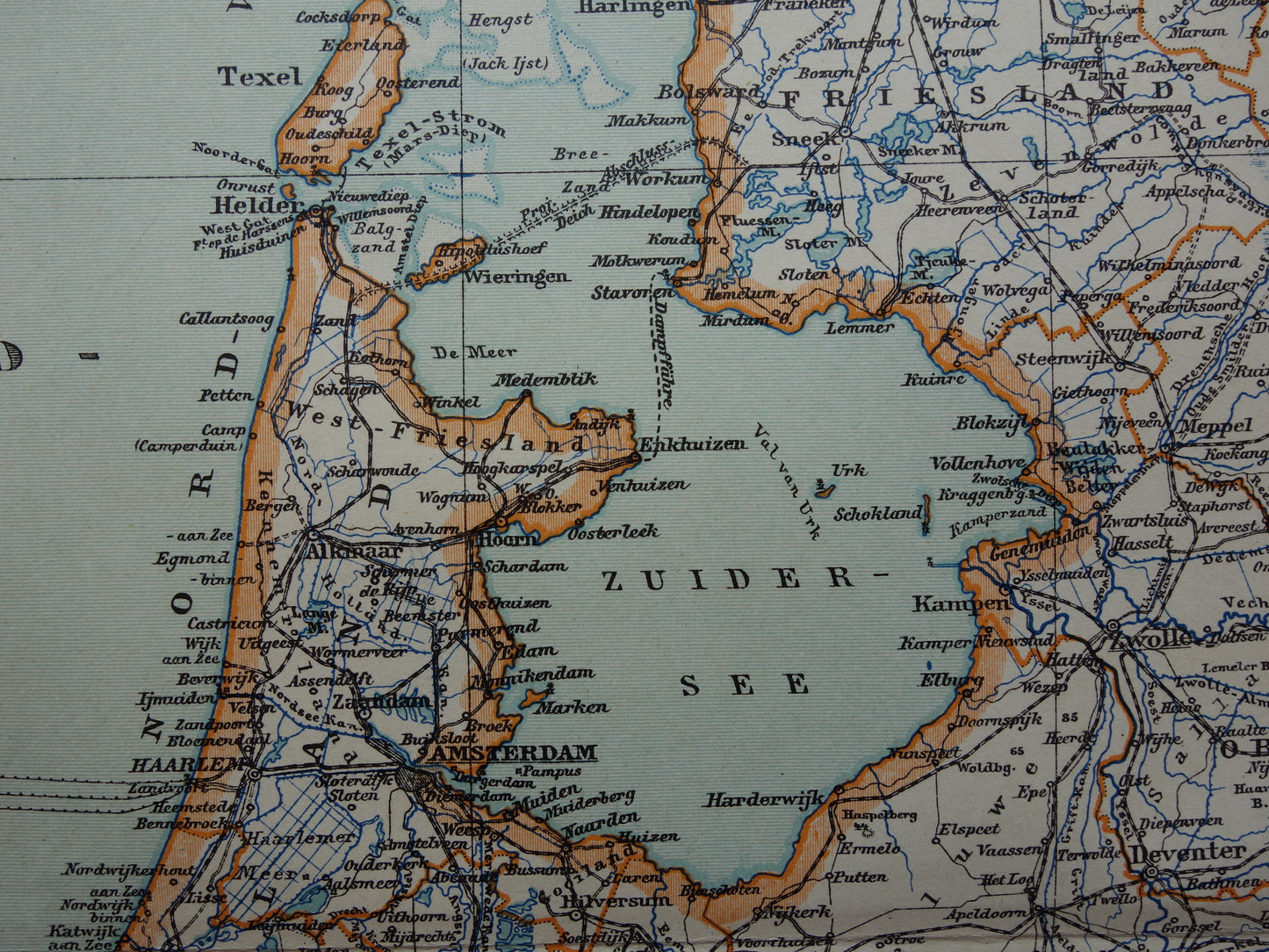 NEDERLAND oude gedetailleerde kaart van Nederland uit 1905 originele vintage landkaart