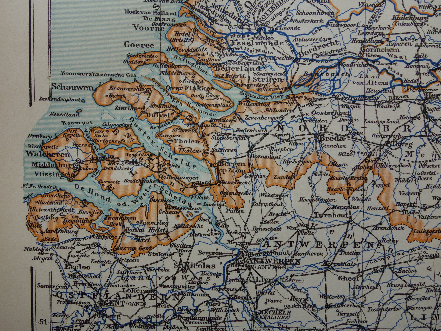 NEDERLAND oude gedetailleerde kaart van Nederland uit 1905 originele vintage landkaart