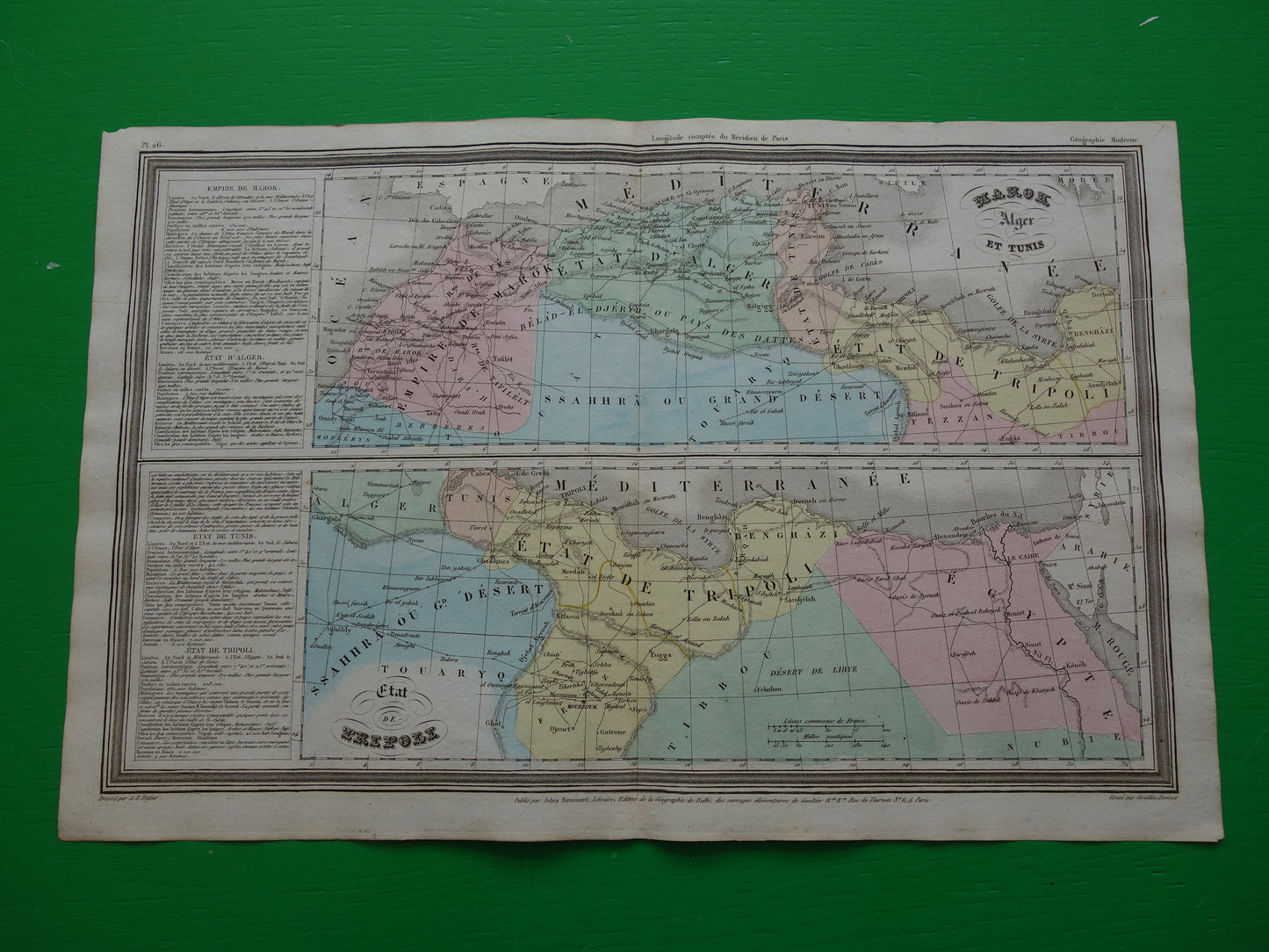 Antieke landkaart van Noord-Afrika uit 1838 originele oude kaart Marokko Algerije Tunesië Libië en Egypte