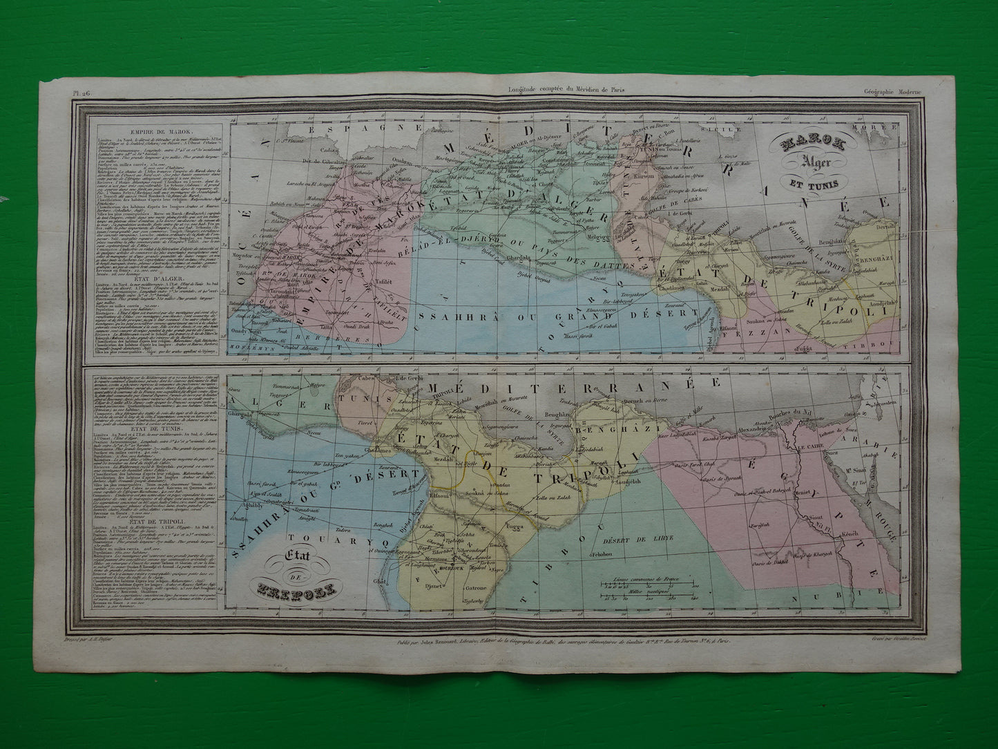 Antieke landkaart van Noord-Afrika uit 1838 originele oude kaart Marokko Algerije Tunesië Libië en Egypte