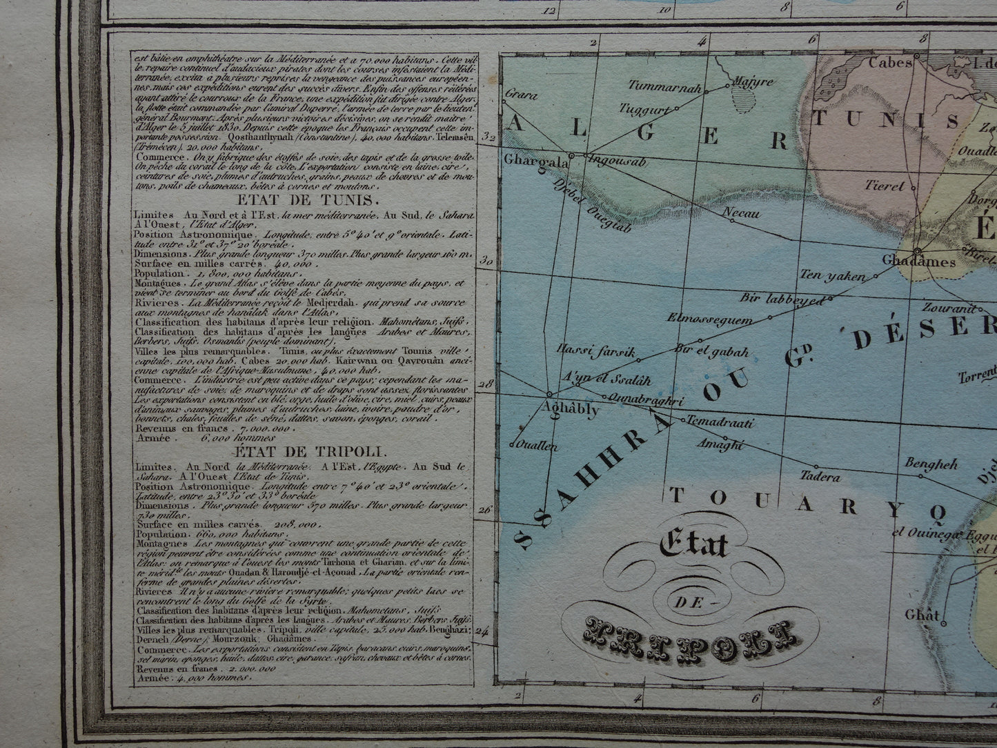 Antieke landkaart van Noord-Afrika uit 1838 originele oude kaart Marokko Algerije Tunesië Libië en Egypte