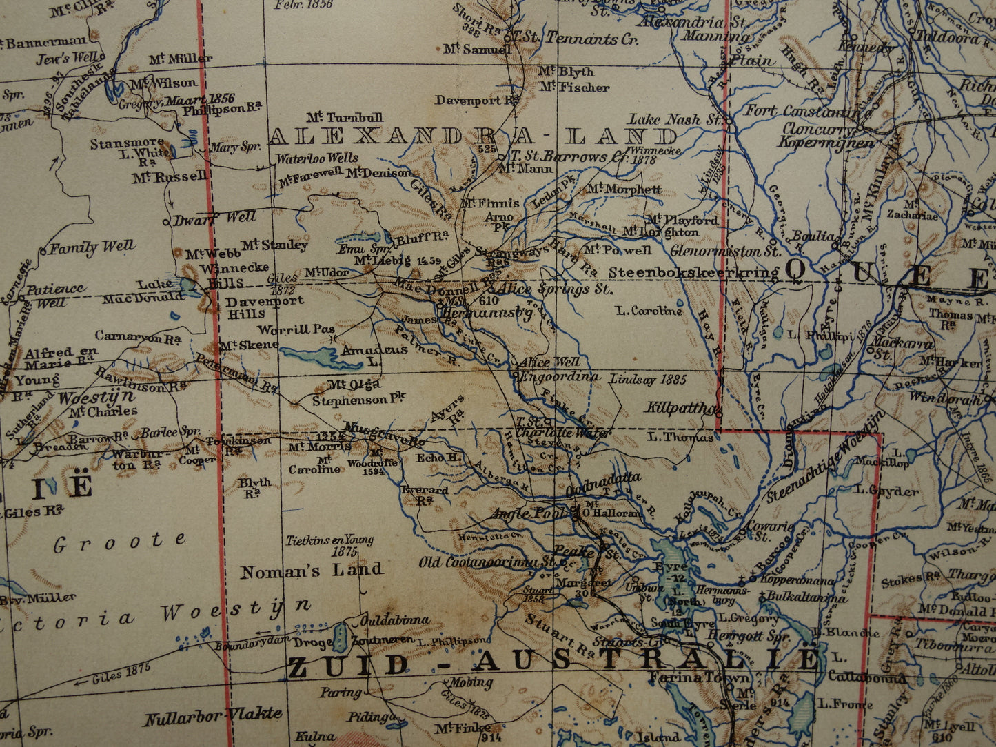 Oude kaart van Australië uit 1905 originele antieke Nederlandse landkaart van Australië vintage kaarten