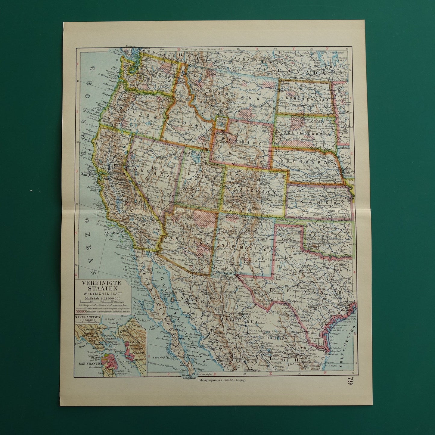 VERENIGDE STATEN set van twee kaarten uit 1928 Kleurrijke landkaart van de VS - originele vintage kaart landkaarten USA