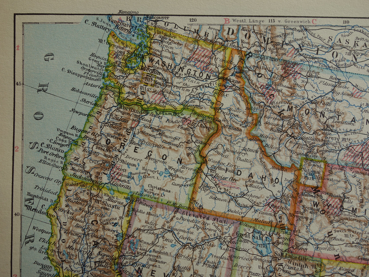VERENIGDE STATEN set van twee kaarten uit 1928 Kleurrijke landkaart van de VS - originele vintage kaart landkaarten USA