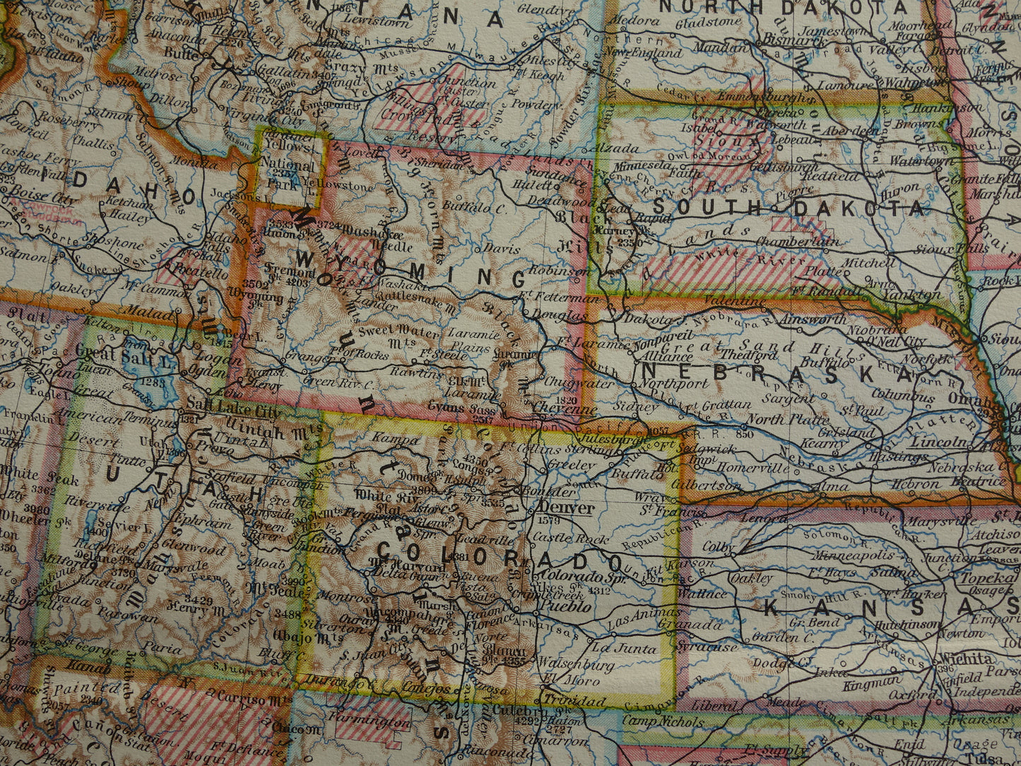 VERENIGDE STATEN set van twee kaarten uit 1928 Kleurrijke landkaart van de VS - originele vintage kaart landkaarten USA
