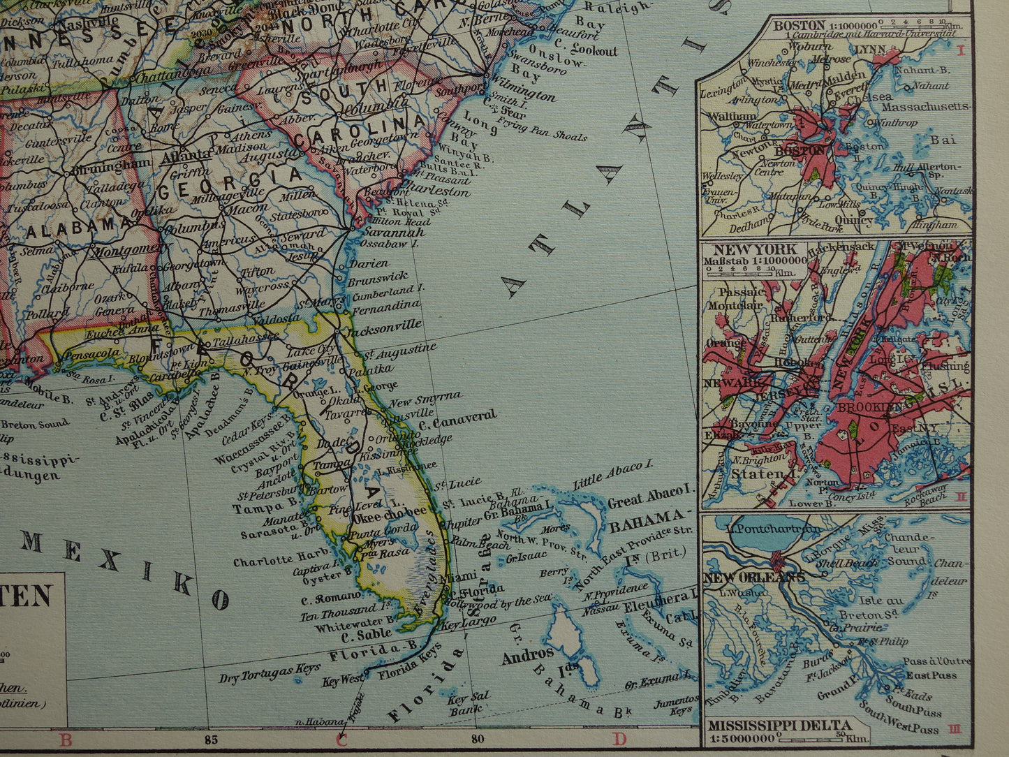 VERENIGDE STATEN set van twee kaarten uit 1928 Kleurrijke landkaart van de VS - originele vintage kaart landkaarten USA