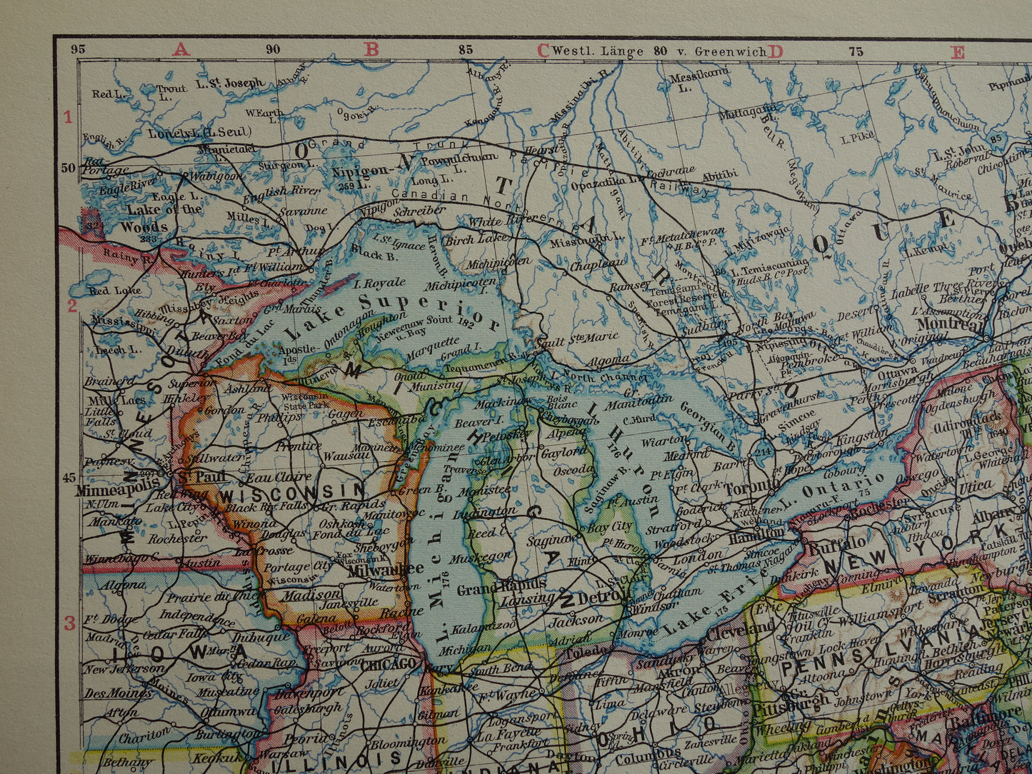 VERENIGDE STATEN set van twee kaarten uit 1928 Kleurrijke landkaart van de VS - originele vintage kaart landkaarten USA