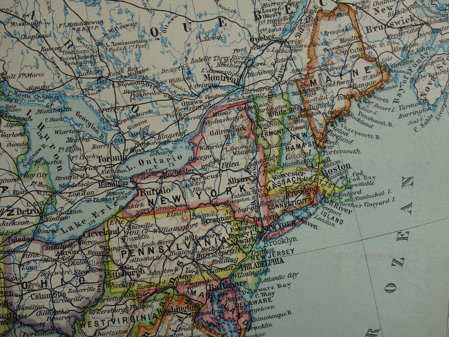 VERENIGDE STATEN set van twee kaarten uit 1928 Kleurrijke landkaart van de VS - originele vintage kaart landkaarten USA