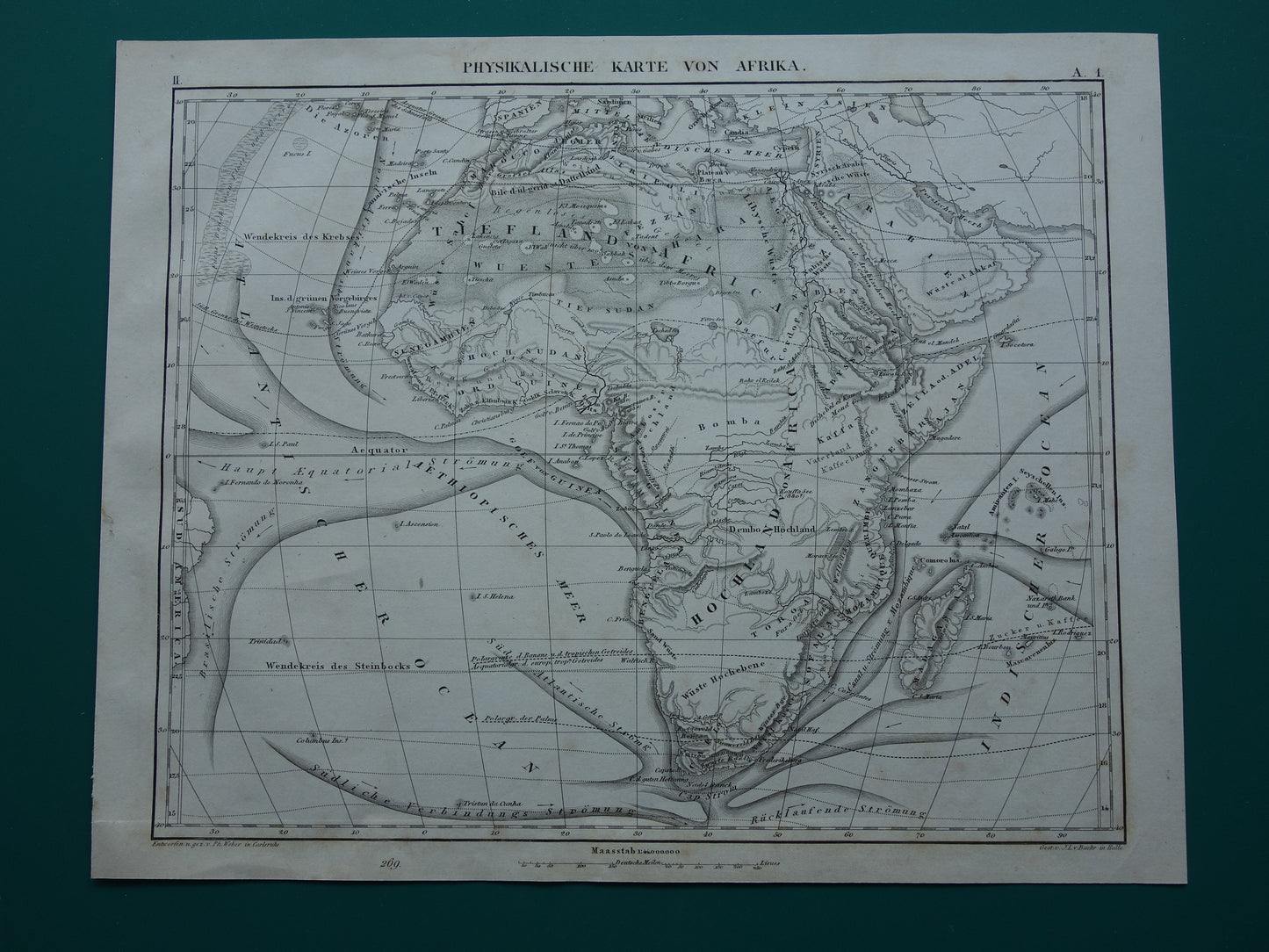 170+ jaar oude kaart van Afrika Antieke landkaart Afrika continent uit 1849 originele vintage kaarten